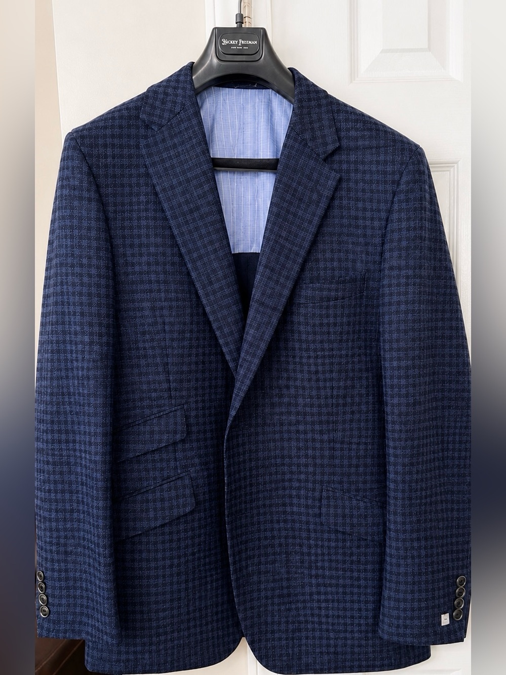 Hickey Freeman Navy Houndstooth Sport Coat